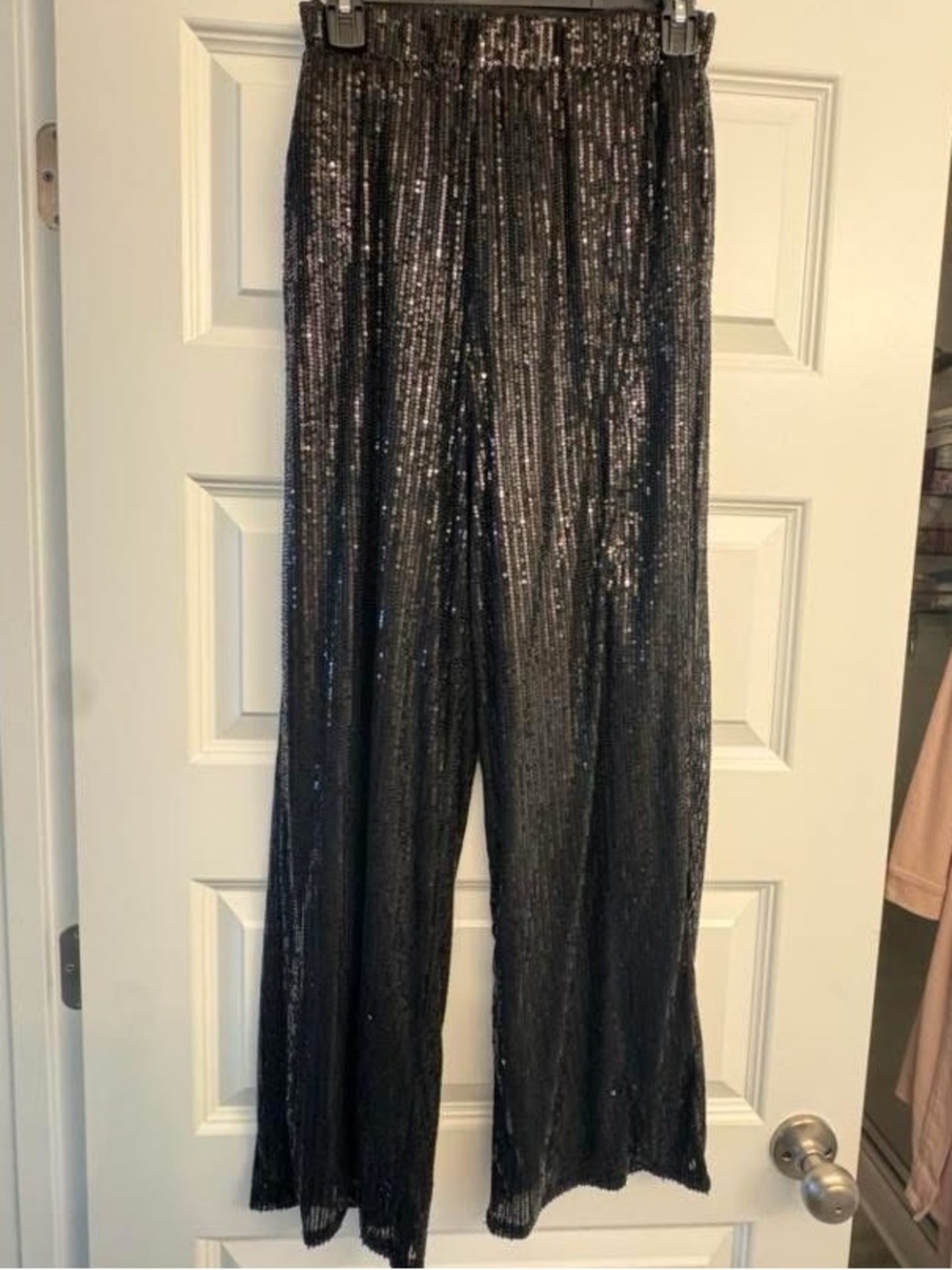 Gilli Black Sequin Wide-Leg Trousers